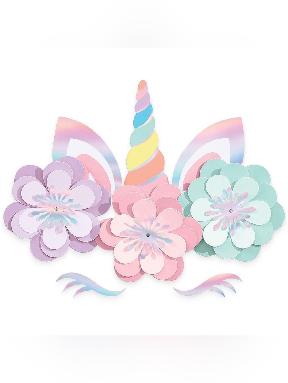 Magical Rainbow Unicorn Floral Cutouts 8ct